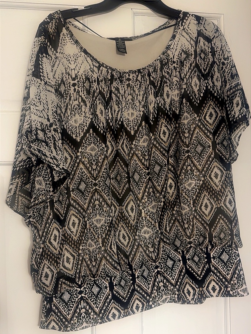 Style & Co. Black and White Geometric Printed Tunic